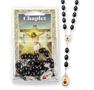 The Five Wounds Chaplet - 7x9mm Black Wood Beads - 01034X