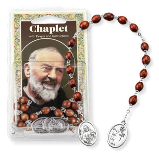 Padre Pio Chaplet - 6x9mm Brown Wood Beads - 01073X