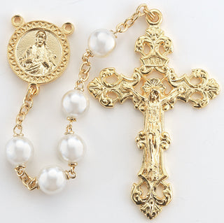 Pressed Glass Madonna Beads Handcrafted Rosary - 01080P