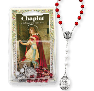 St. Philomena Chaplet - 6mm Red and White Glass Beads - 01098X