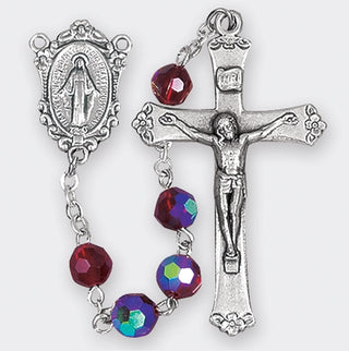 Garnet Aurora Borealis Handcrafted Rosary - 01117GT