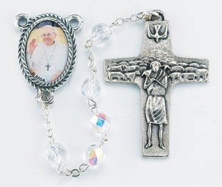 0118CR Pope Francis Crystal Aurora Rosary