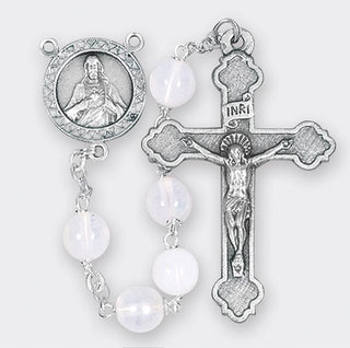 01354WT White Tin Cut Glass Rosary