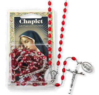 Our Lady of Divine Mercy Chaplet  - 6x8mm Red Beads - 01945X