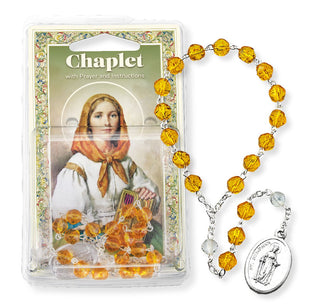 St. Dymphna Chaplet - 6mm Topaz Beads - 024X