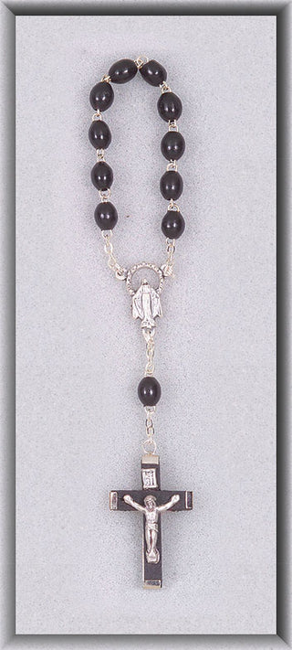 042BK BLACK WOOD ONE DECADE ROSARY