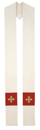 CREAM/RED OVERLAY STOLE - O64144A
