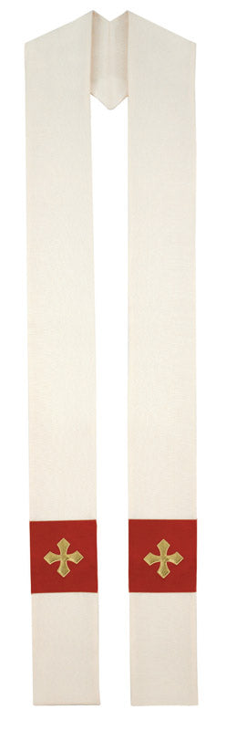 CREAM/RED OVERLAY STOLE - O64144A