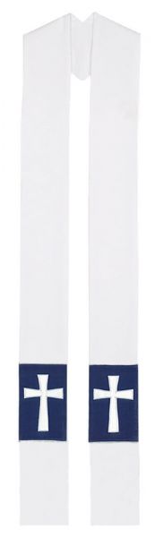 68769A Stole - White and Navy