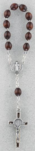 068BN BROWN SAINT BENEDICT ONE DECADE ROSARY