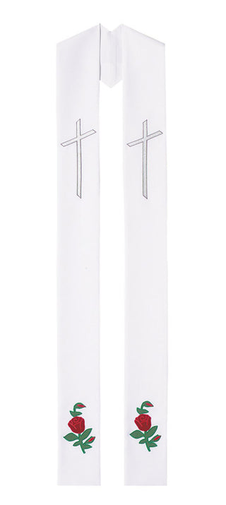 WHITE ROSE OVERLAY STOLE - O70149A