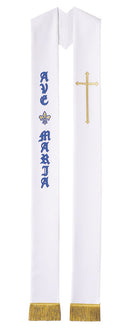 WHITE/BLUE OVERLAY STOLE - O70159A