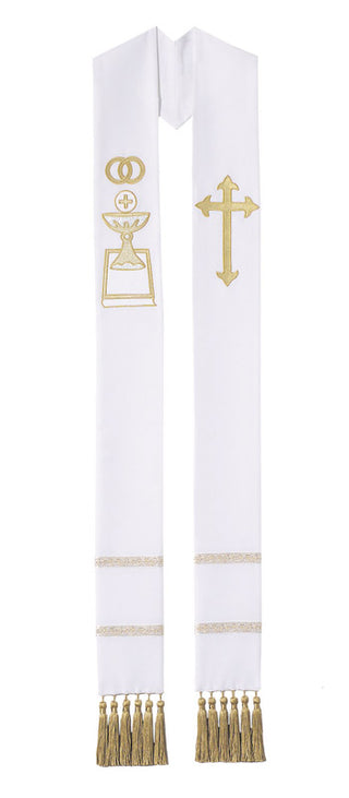 WHITE/GOLD MARRIAGE OVERLAY STOLE - O70169A