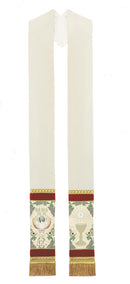 CREAM/RED TAPESTRY OF LIFE OVERLAY STOLE - O7028