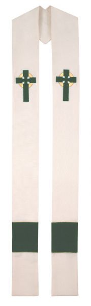 8024A Stole - Cream with Green