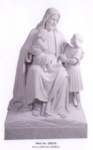 JESUS SITTING W/ TWO CHILDREN