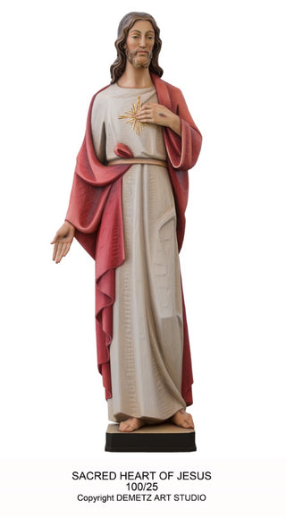 WOOD CARVED SACRED HEART STATU