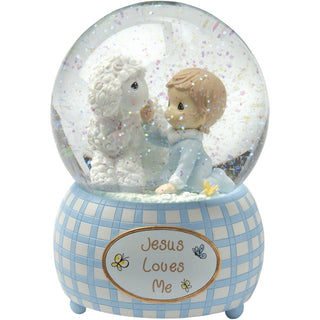 Jesus Loves Me Resin Snow Globe, Boy - 102404