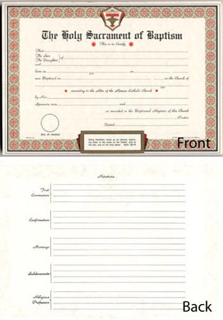 1042 Baptism Certificate