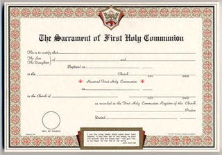 1044 First Communion Certifica