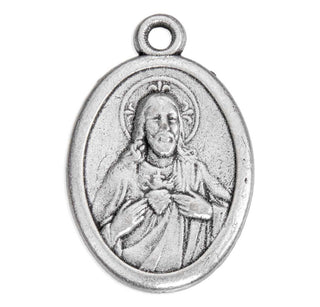 Sacred Heart and Our Lady of Mount Carmel - 1" Oxidized Silver Metal - Pack of 25 - 1086-101/207