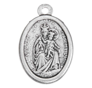 Sacred Heart and Our Lady of Mount Carmel - 1" Oxidized Silver Metal - Pack of 25 - 1086-101/207