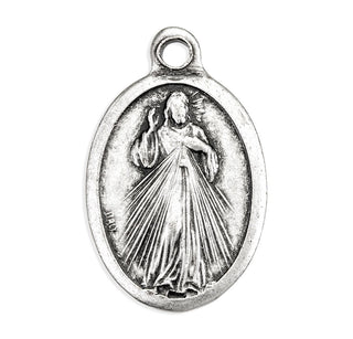 Divine Mercy Jesus "I Trust in You" - 1" Oxidized Silver Metal - Pack of 25 - 1086-123