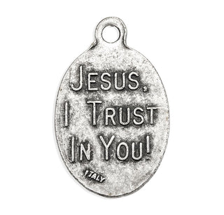 Divine Mercy Jesus "I Trust in You" - 1" Oxidized Silver Metal - Pack of 25 - 1086-123