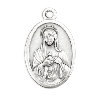 Immaculate Heart of Mary - 1" Oxidized Silver Metal - Pack of 25 - 1086-201
