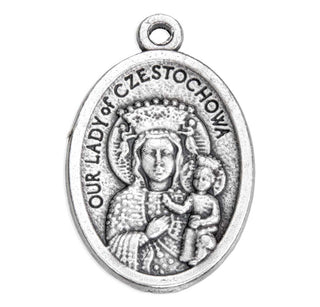 Our Lady of Czestochowa - 1" Oxidized Silver Metal - Pack of 25 - 1086-223