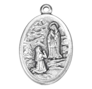 Our Lady of Lourdes St. Bernadette - 1" Oxidized Silver Metal - Pack of 25 - 1086-252/410