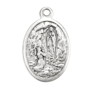 Our Lady of Lourdes St. Bernadette - 1" Oxidized Silver Metal - Pack of 25 - 1086-252/410