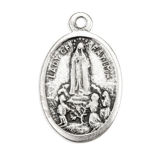 Our Lady of Fatima and Sacred Heart of Jesus - 1" Oxidized Silver Metal - Pack of 25 - 1086-257