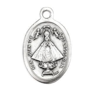 Our Lady of San Juan Lagos and Sacred Heart of Jesus - 1" Oxidized Silver Metal - Pack of 25 - 1086-263