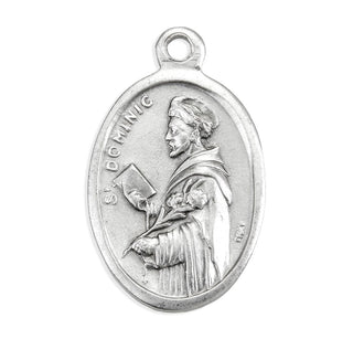 St. Dominic and Our Lady of the Rosary - 1" Oxidized Silver Metal - Pack of 25 - 1086-273/428