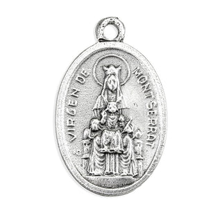 Our Lady of Montserrat and Sacred Heart of Jesus - 1" Oxidized Silver Metal - Pack of 25 - 1086-288