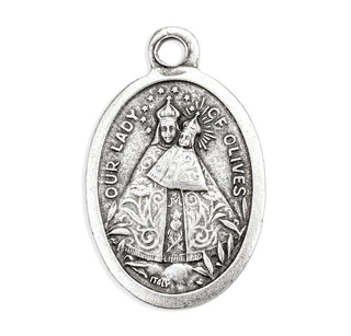 Our Lady of Olives and Sacred Heart of Jesus - 1" Oxidized Silver Metal - Pack of 25 - 1086-289