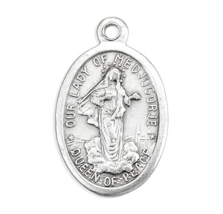 Our Lady of Medjugorje - 1" Oxidized Silver Metal - Pack of 25 - 1086-296