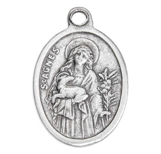St. Agnes - 1" Oxidized Silver Metal - Pack of 25 - 1086-401