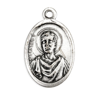 St. Genesius - 1" Oxidized Silver Metal - Pack of 25 - 1086-447