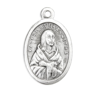 St. Kateri Tekakwitha - 1" Oxidized Silver Metal - Pack of 25 - 1086-475
