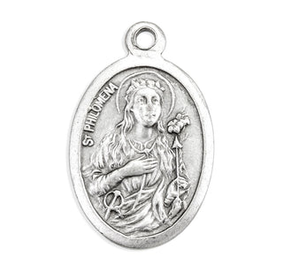 St. Philomena - 1" Oxidized Silver Metal - Pack of 25 - 1086-520