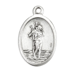 St. Christopher - 1" Oxidized Silver Metal - Pack of 25 - 1086-620