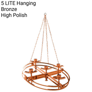 Adjustable Advent Wreath - 21" Bronze | Brass - Top Only | Hanging  - 4 | 5 LITE - 1110-176