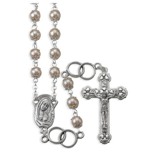 7MM WEDDING ROSARY-WHITE PEARL - 1147-06
