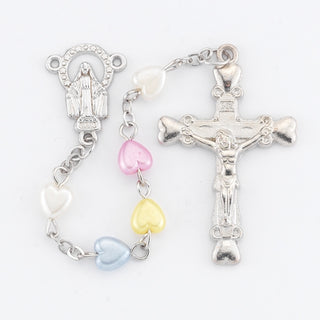 6MM Multi Colored Heart Rosary - 1156MC