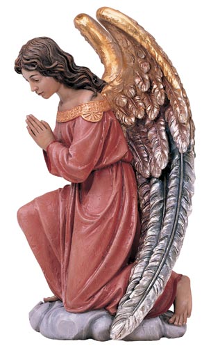 1261-A Pink Angel Statue - Wood Carved