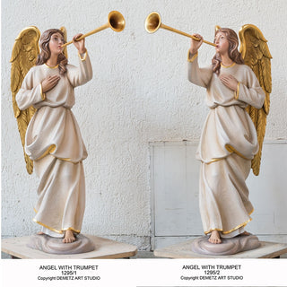 PAIR OF ANGELS WITH TRUMPET – FULL ROUND FIGURES - 1295/1-2