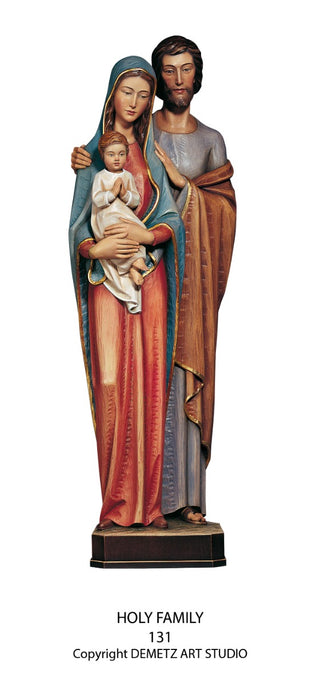 WOOD CARVED HOLY FAMILY STATUE