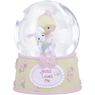 132102 â€œJesus Loves Meâ€ Resin/Glass Snow Globe, Girl, Musical